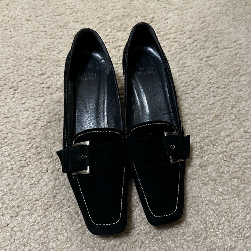 Stuart Whitman Black Suede Kitten Heel- 7.5